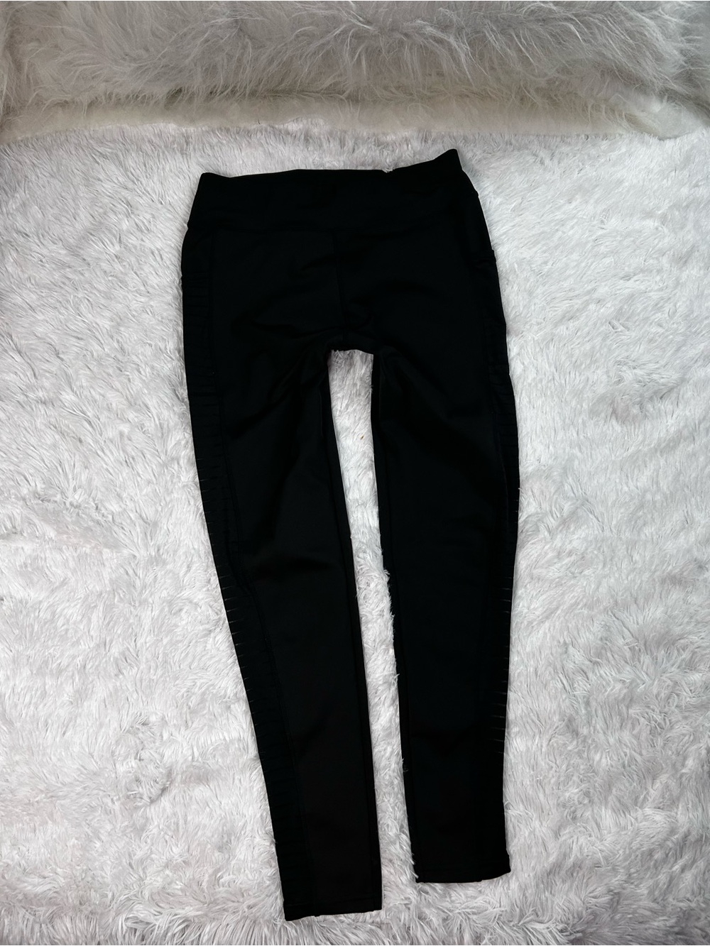 Black leggings with sheer side detail